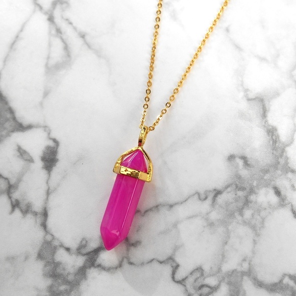 New Gold Rose Quartz Necklace - Picture 2 of 8